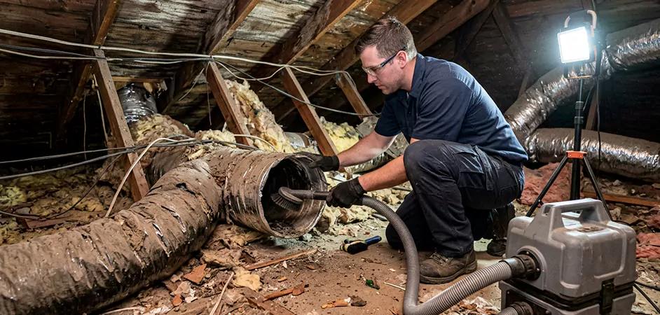 Storm-Damaged Attic Duct Cleaning in Easton